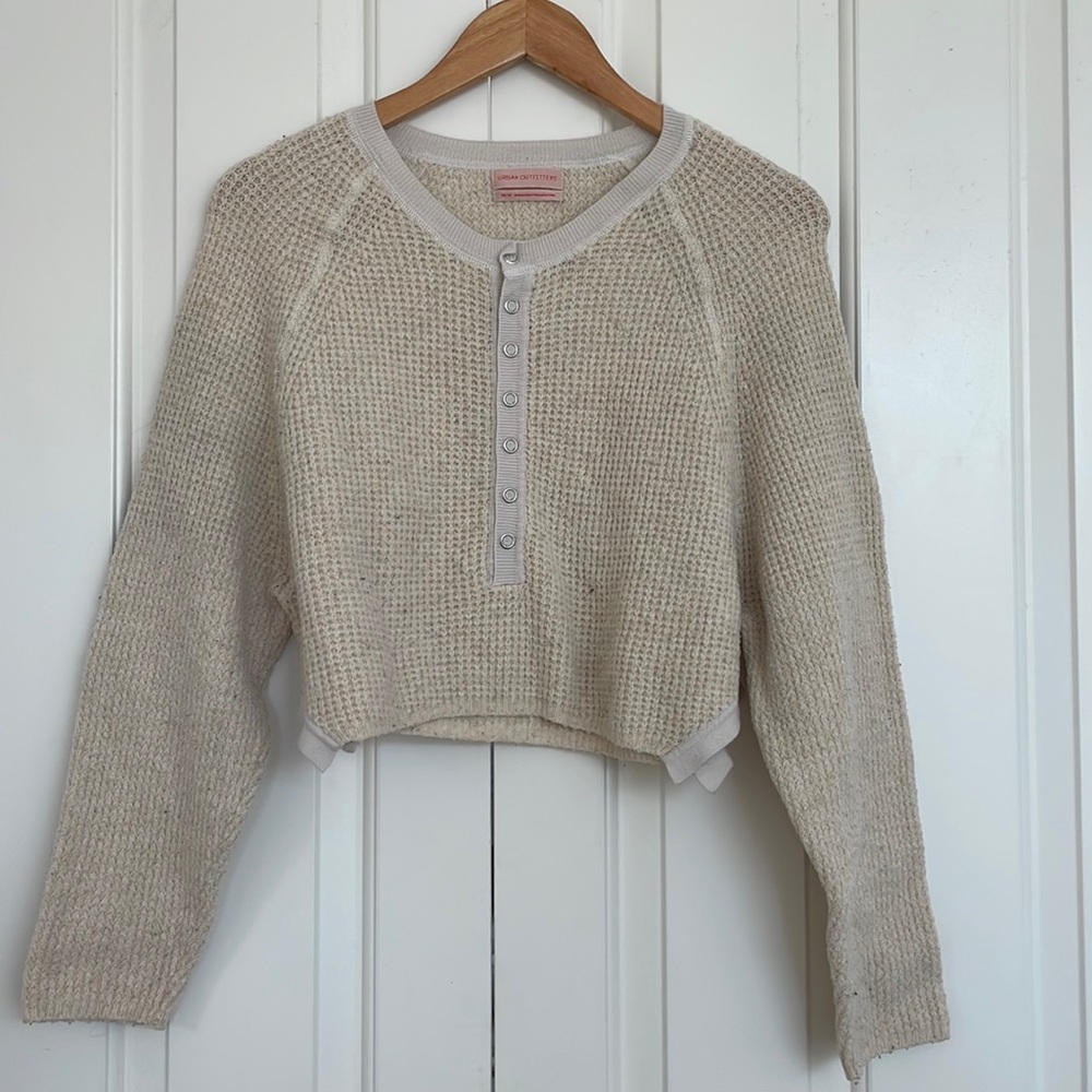 Urban Outfitters soft 3/4 button up cropped sweater